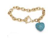 PalmBeach Jewelry 5285412 Crystal Heart Charm Birthstone Toggle Bracelet in Yellow Gold Tone December Simulated Topaz