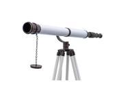 Handcrafted Model Ships ST 0117 Black W 65 in. Floor Standing Oil Rubbed Bronze White Leather Galileo Telescope