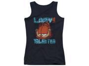 Trevco Garfield Lazy But Talented Distressed Juniors Tank Top Black Small
