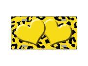 Smart Blonde LP 4533 Yellow Black Cheetah With Yellow Center Hearts Metal Novelty License Plate