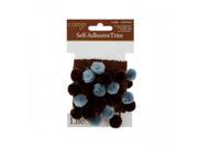 Bulk Buys Wm333 Conso 1 Yard Self Adhesive Brown Trim W Brown Teal Pom Poms Pack Of 24