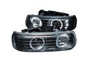 ANZO 111189 Projector Headlights Halo Black Clear With Led