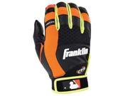 Franklin Sports 21355F5 X Vent Pro Adult X Large Batting Gloves Black Neon Orange Optic Yellow