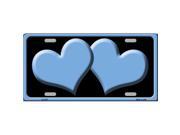 Smart Blonde LP 2475 Solid Light Blue Centered Hearts With Black Background Novelty License Plate