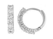 Doma Jewellery DJS02400 Sterling Silver Rhodium Plated Hoop Earrings with CZ 3.5mm Wide