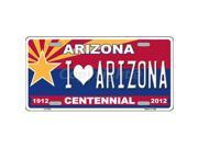 Smart Blonde LP 1841 Arizona Centennial I Love Arizona Metal Novelty License Plate