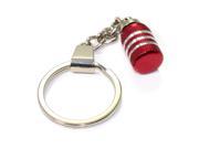 SmallAutoParts Red Aluminum With Chrome Stripes Keychain