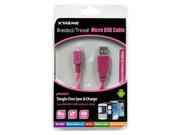 Xtreme Cables 92391 6 ft. Mesh Micro USB Sync Charge Pink Black