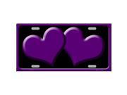 Smart Blonde LP 2473 Solid Purple Centered Hearts With Black Background Novelty License Plate