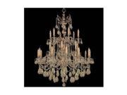 Oxford Collection 2724 OB GT MWP Ornate Cast Brass Chandelier Accented with Golden Teak Majestic Wood Polished Crystal
