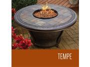 TKC Tempe Round Slate Top Gas Fire Pit Table 48 in.