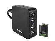 Cellet TCUSB4MOBK 4 Port Usb Desktop Charging Station Travel Wall Charger Black