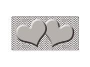 Smart Blonde LP 2718 Grey White Chevron Print With Grey Center Hearts Metal Novelty License Plate