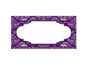 Smart Blonde LP 4655 Purple White Damask Print with Center Scalloped Metal Novelty License Plate