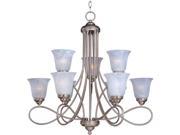 Maxim Lighting 11046MRSN Nova 9 Light Multi Tier Chandelier in Satin Nickel with Marble Glass