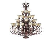 Maxim Lighting 13569CFAF CRY091 Augusta 27 Light Chandelier with Café Glass and Crystals Auburn Florentine