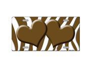 Smart Blonde LP 2926 Brown White Zebra Print With Brown Centered Hearts Novelty License Plate