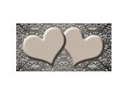 Smart Blonde LP 7314 Tan White Damask Hearts Print Oil Rubbed Metal Novelty License Plate