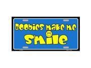 Smart Blonde LP 4349 Boobies Make Me Smile Blue Metal Novelty License Plate