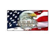 God Bless America Eagle With Flag Metal License Plate