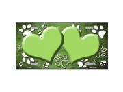 Smart Blonde LP 7583 Paw Print Heart Lime Green White Metal Novelty License Plate