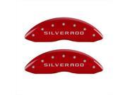 MGP Caliper Covers 14004SSILRD Silverado Red Caliper Covers Engraved Front Rear Set of 4