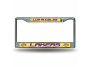 Rico Industries RIC FCGL82001 Los Angeles Lakers NBA Bling Glitter Chrome License Plate Frame