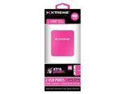 Xtreme Cables 88612 2 Port 2.1 Amp Home Charger Pink