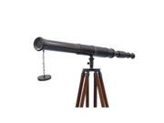 Handcrafted Model Ships ST 0152 Black 60 in. Admirals Floor Standing Oil Rubbed Bronze With Leather Telescope