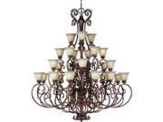 Maxim Lighting 13569CFAF Augusta 27 Light Chandelier with Café Glass Auburn Florentine