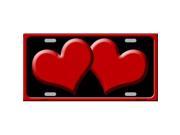 Smart Blonde LP 2471 Solid Red Centered Hearts With Black Background Novelty License Plate