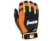 Franklin Sports 21305F4 X Vent Pro Youth Large Batting Gloves Black Neon Orange Optic Yellow