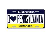 Smart Blonde LP 6067 I Love Pennsylvania State Background Novelty Metal License Plate