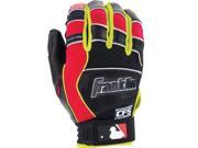 Franklin Sports 21300F4 Sports Shok Pro Batting Glove Black Red Yellow Youth Large