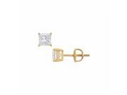 Fine Jewelry Vault UBER14YGSQ125CZ 14K Yellow Gold Princess Cut Cubic Zirconia Stud Earrings 1.25 CT. TW.