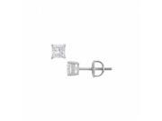 Fine Jewelry Vault UBER14WHSQ050CZ 14K White Gold Princess Cut Cubic Zirconia Stud Earrings 0.50 CT. TW.