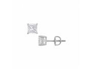 Fine Jewelry Vault UBER14WHSQ175CZ 14K White Gold Princess Cut Cubic Zirconia Stud Earrings 1.75 CT. TW.