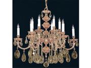Oxford Collection 2512 OB GTS Ornate Cast Brass Chandelier Accented with Golden Teak Strass Crystal