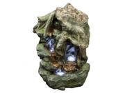 YOSEMITE HOME DECOR CW22073 LED lighting dances beneath water as it drops through two crevasses to pool at the faux stone base