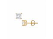 Fine Jewelry Vault UBER14YGSQ175CZ 14K Yellow Gold Princess Cut Cubic Zirconia Stud Earrings 1.75 CT. TW.