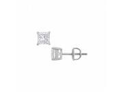 Fine Jewelry Vault UBER14WHSQ150CZ 14K White Gold Princess Cut Cubic Zirconia Stud Earrings 1.50 CT. TW.
