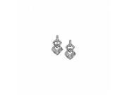 Fine Jewelry Vault UBNER40896W14CZ April Birthstone Cubic Zirconia Double Square Earrings in 14K White Gold 0.25 CT TGW