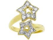 Sunrise Wholesale J1770 09 14k Gold Bonded Dual Pave CZ Rhodium Accentuated Star Milligrain Starlet Ring