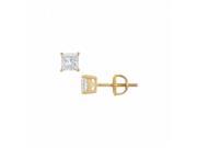 Fine Jewelry Vault UBER14YGSQ075CZ 14K Yellow Gold Princess Cut Cubic Zirconia Stud Earrings 0.75 CT. TW.