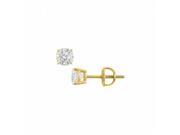 Fine Jewelry Vault UBER14YG4RD050CZ 14K Yellow Gold Round Cubic Zirconia Stud Earrings 0.50 CT. TW.