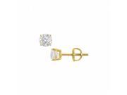 Fine Jewelry Vault UBER14YG4RD075CZ 14K Yellow Gold Round Cubic Zirconia Stud Earrings 0.75 CT. TW.