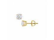 Fine Jewelry Vault UBER14YG4RD150CZ 14K Yellow Gold Round Cubic Zirconia Stud Earrings 1.50 CT. TW.