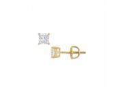 Fine Jewelry Vault UBER14YGSQ050CZ 14K Yellow Gold Princess Cut Cubic Zirconia Stud Earrings 0.50 CT. TW.
