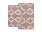 Chesapeake Merchandising 36968 Double Quatrefoil 2 Piece Bath Rug Set Salmon Ivory