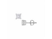 Fine Jewelry Vault UBER14WHSQ125CZ 14K White Gold Princess Cut Cubic Zirconia Stud Earrings 1.25 CT. TW.